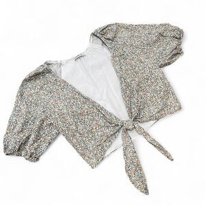 Abercrombie & Fitch Cottage Linen Floral Tie Top